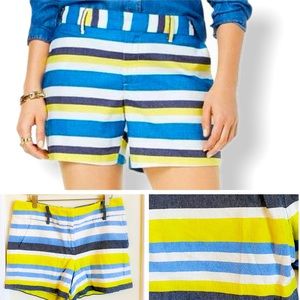 Ann‎ Taylor Blue & Yellow Stripe Linen Blend Shorts